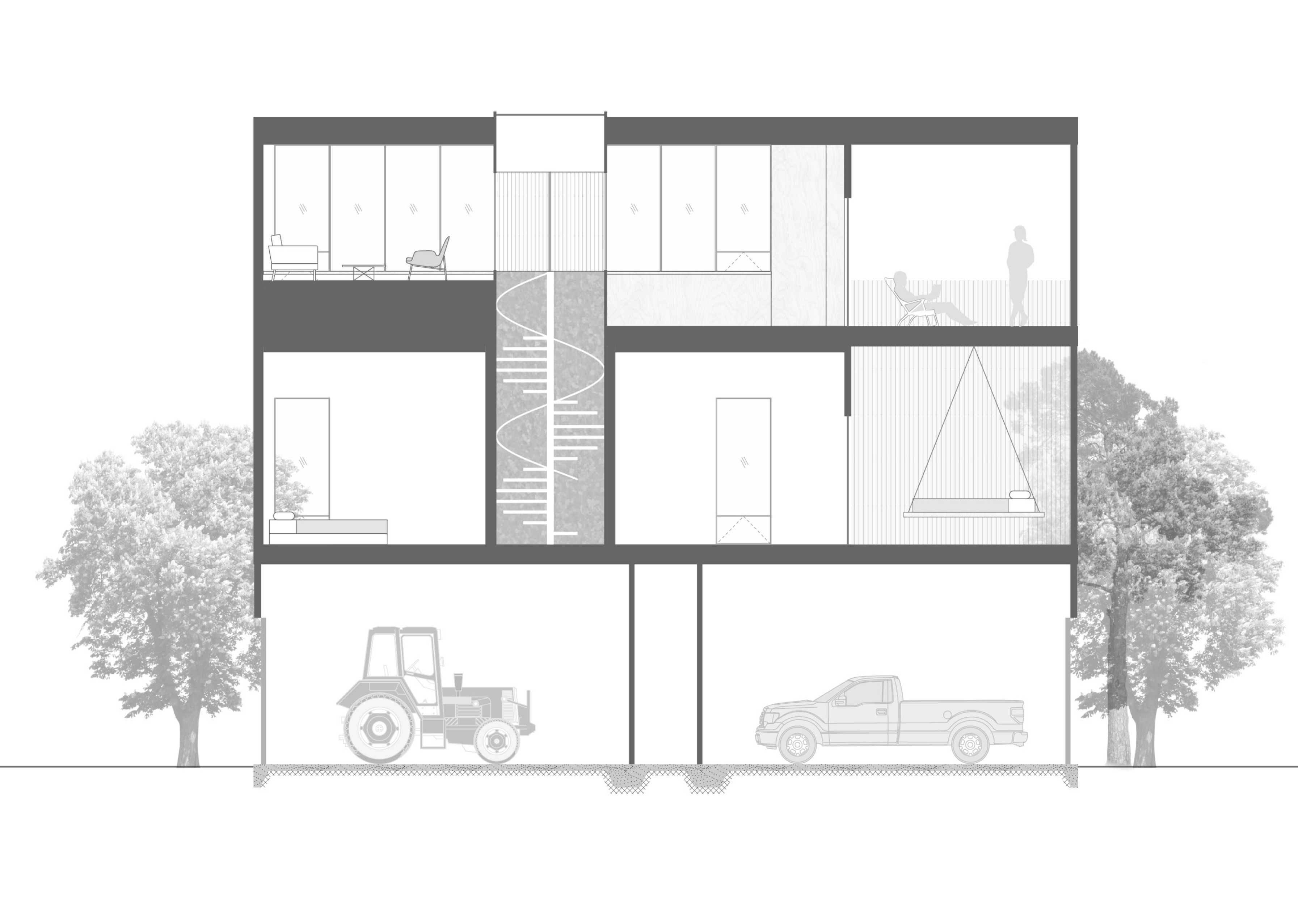 Agro House Cross Section Drawing