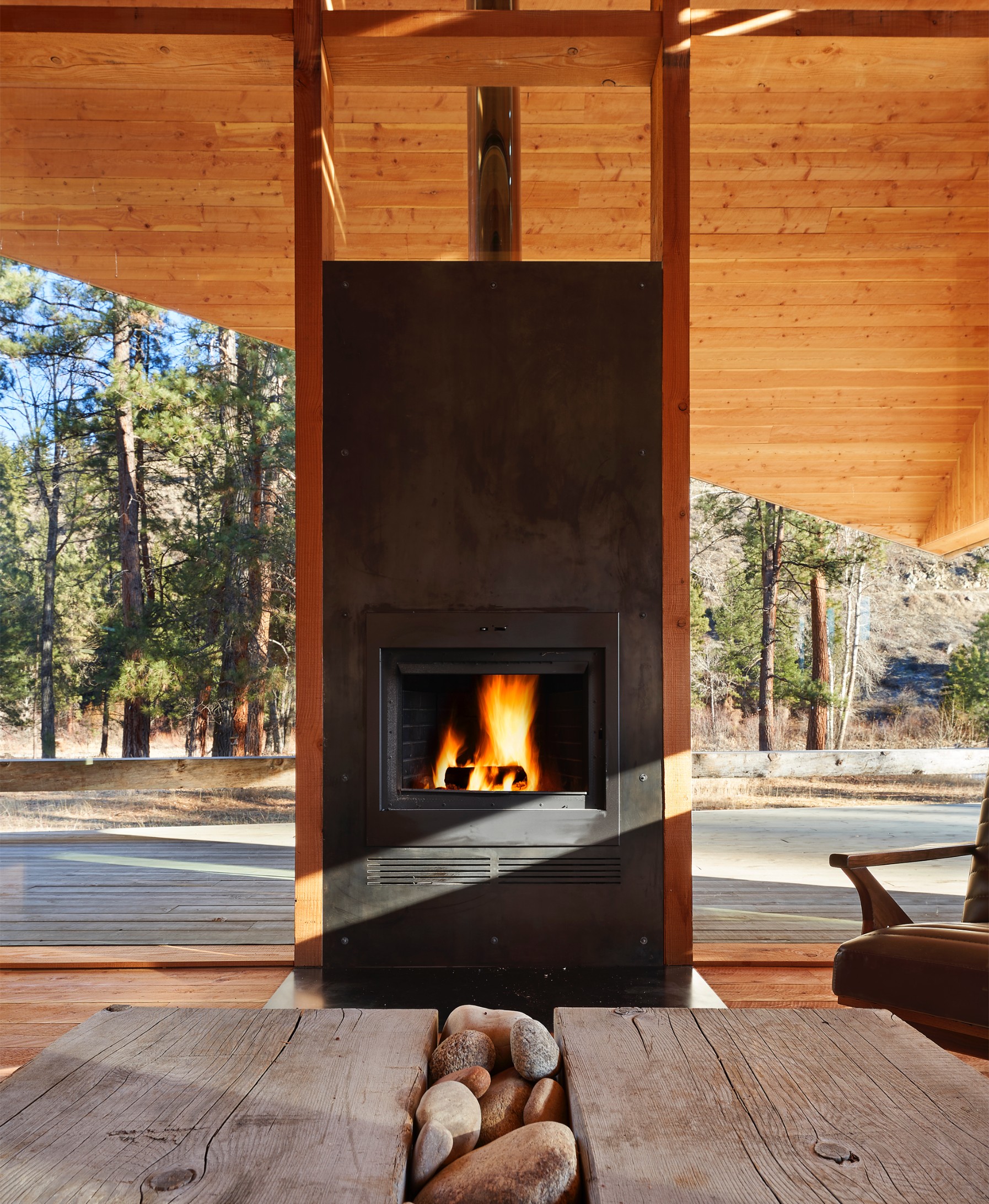 Silhouette House fireplace